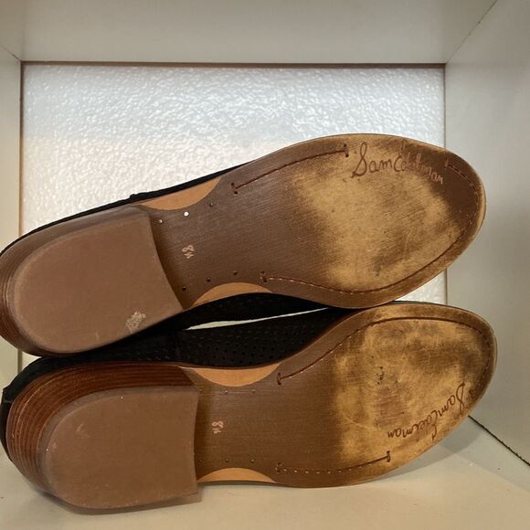 Sam Edelman Black Suede Perforated Ankle Booties Boho Chic Western Fall Street - Picture 16 of 16